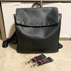 Storksak Black Leather Diaper Bag